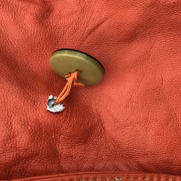 Vtg Lux Imported Turkey Bennys Orange Leather Coat Silk Lined Designer Girls 5 6 - Picture 14 of 16